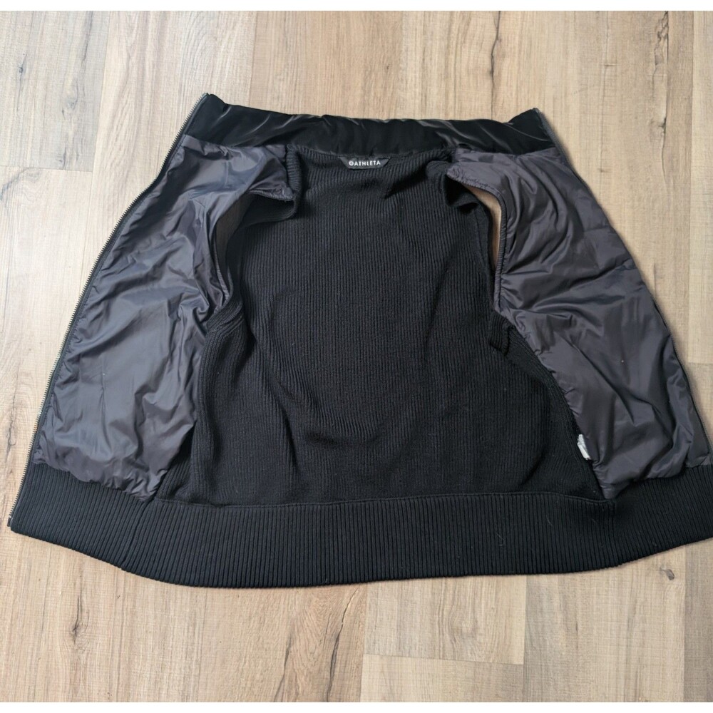 Athleta Size S Hanover Hybrid Vest Black Quilted Front Knit Sweater Back Cozy - Picture 7 of 9